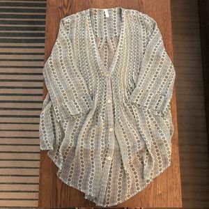 RVCA Geometric Print Sheer Blouse